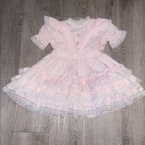 Vintage goldenage girls dress light pink Easter fancy communion dress size 4t